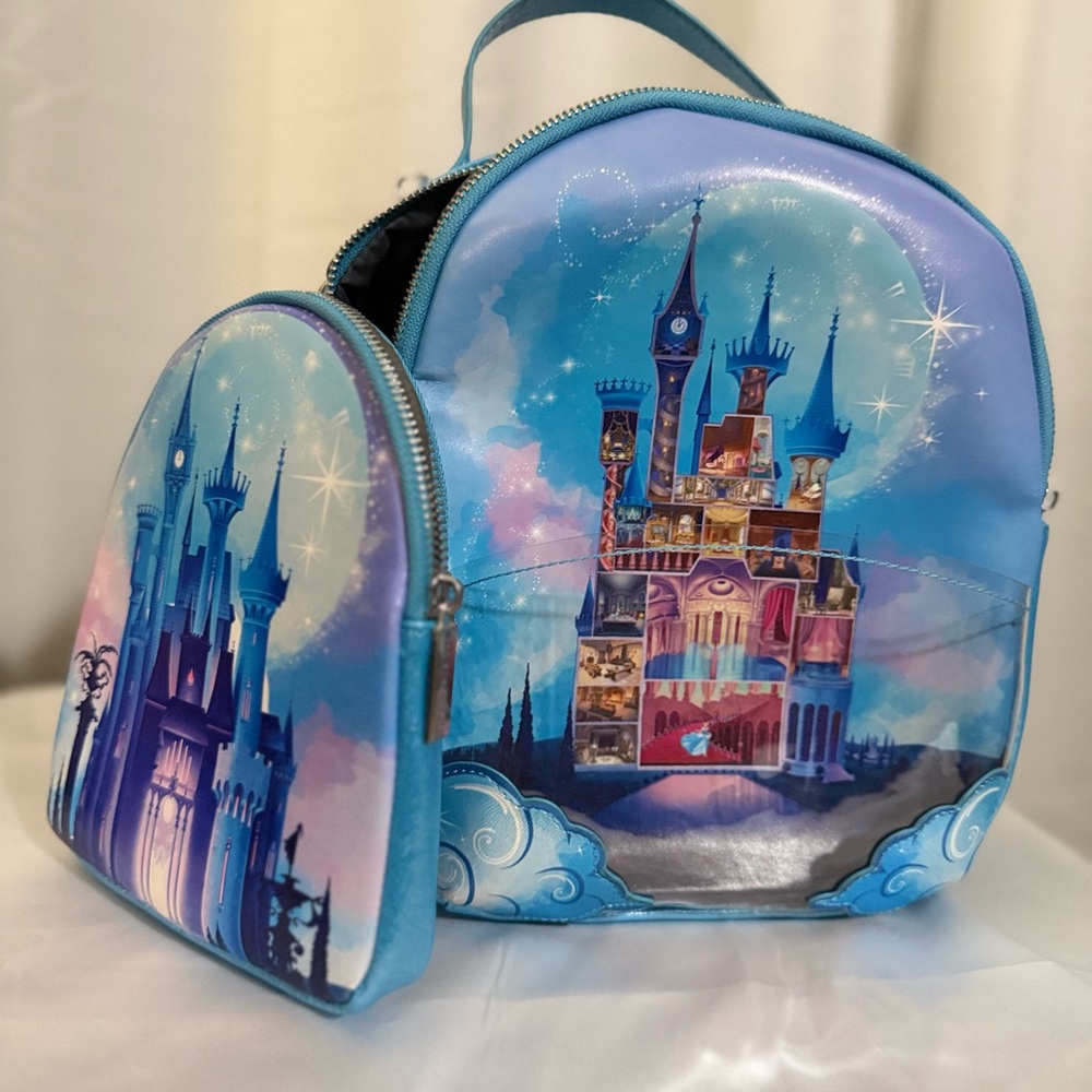 Danielle Nicole Disney Cinderella Castle Night Time Portrait Backpack Clutch Bag